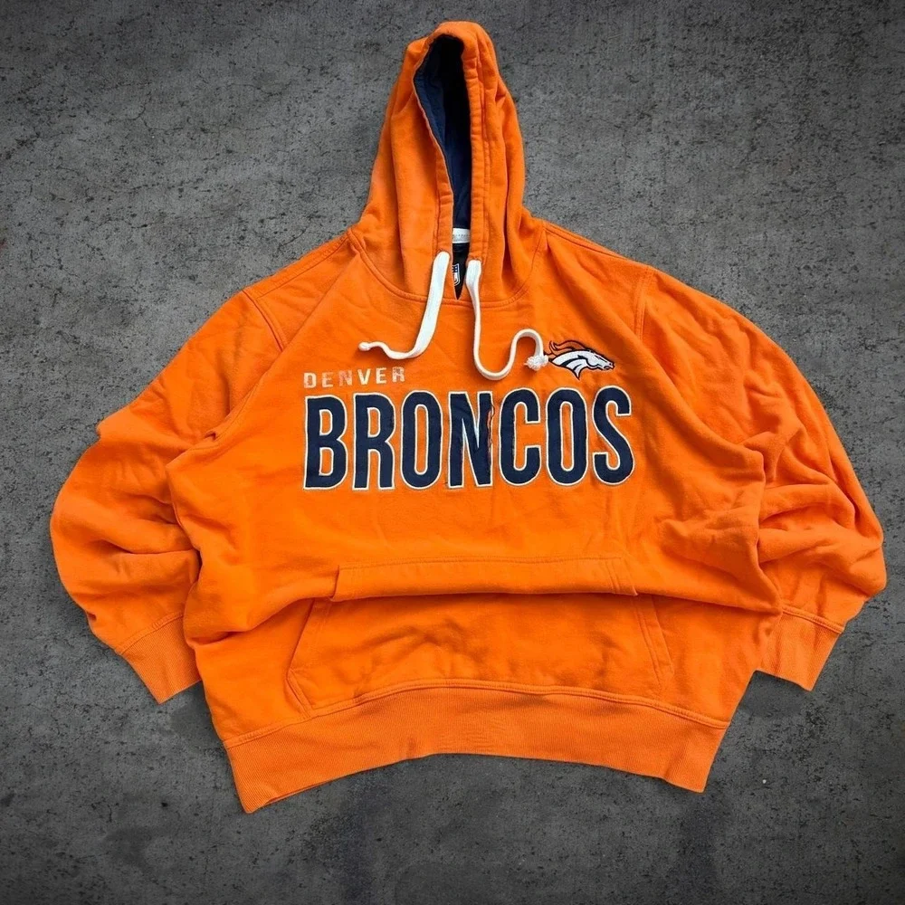 NFL Denver Broncos Orange Pullover Hoodie Size XL NFL Football Fall Cozy